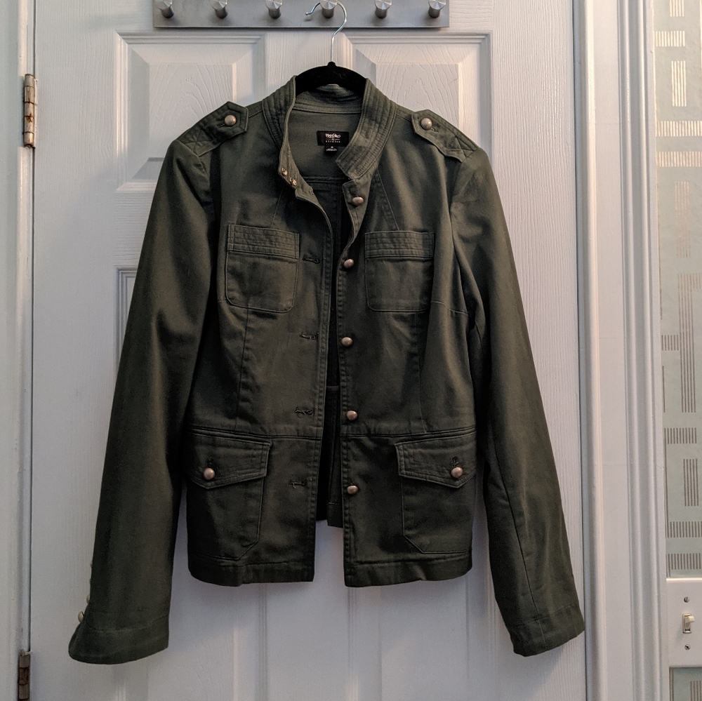 S Military Style women's Jacket army green with silver buttons